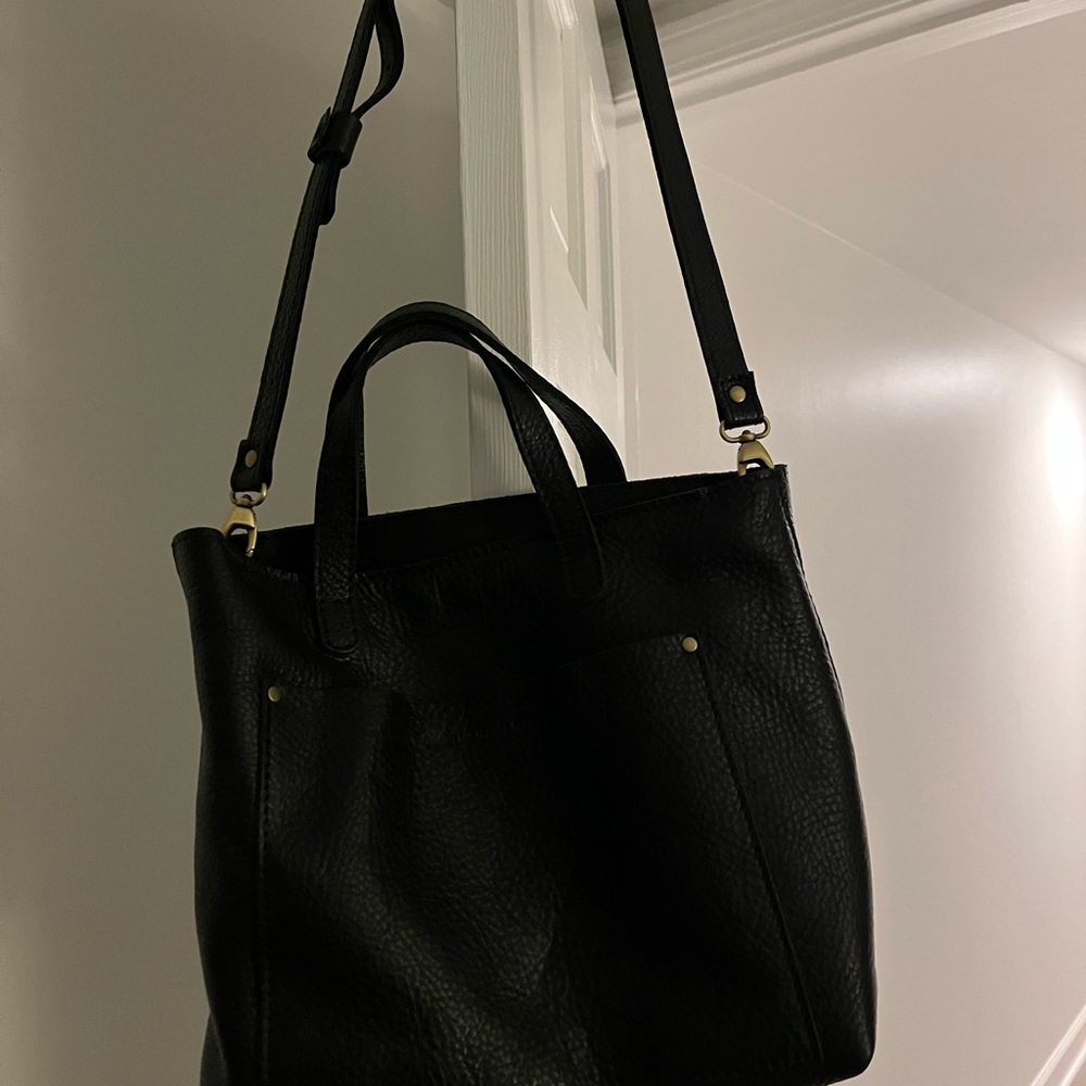 Butterfly Bucket Bag in Pebbled Black Leather